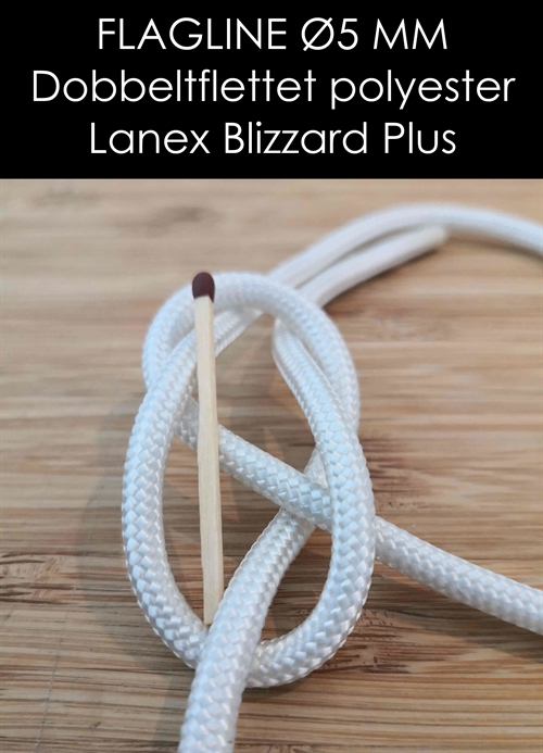 Flagline ø5 mm, stærk dobbeltflettet polyester, Lanex Blizzard Plus